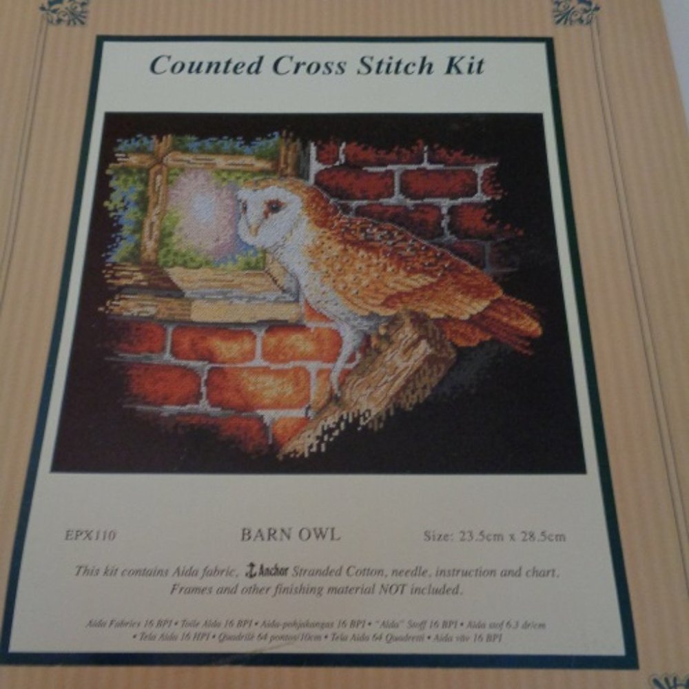 Fleur De Lis Barn Owl Counted Cross Stitch Kit, 16 count, 9.25 x 11.25 inches
